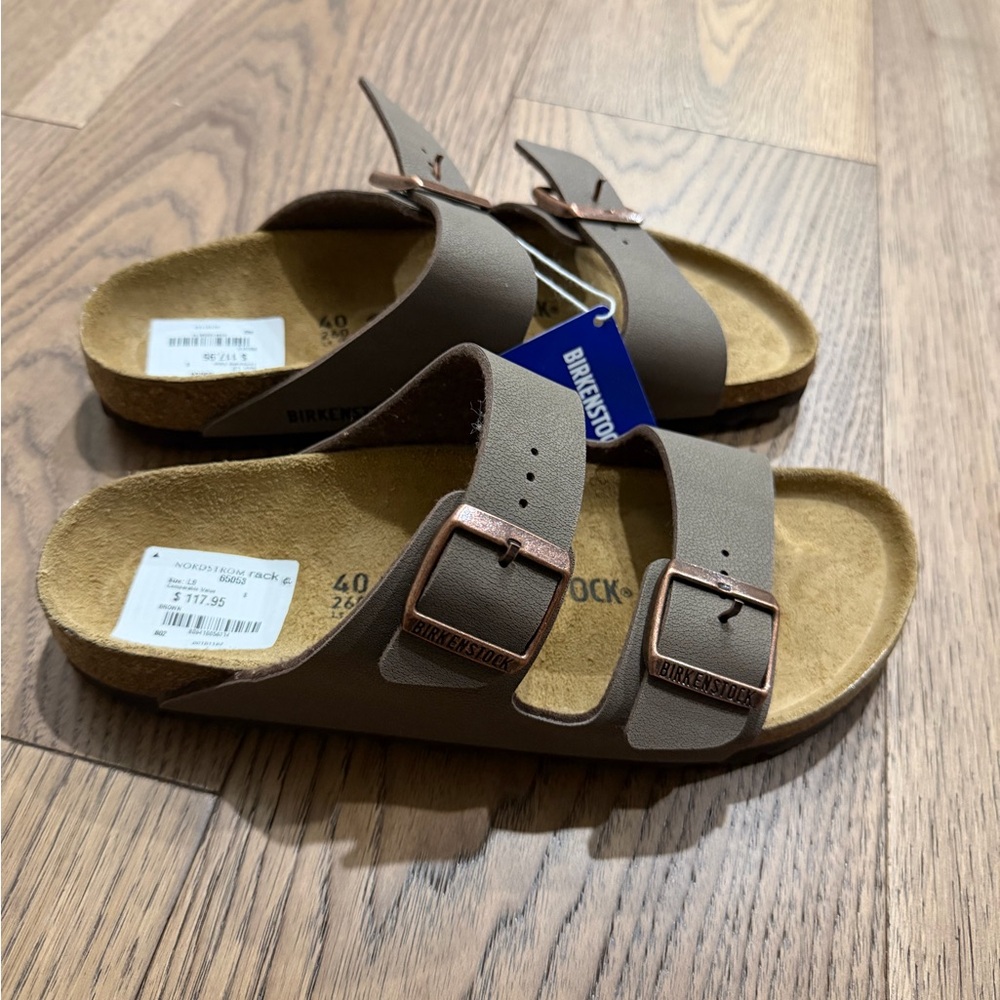 New Birkenstock Taupe Double Strap Sandals - Picture 3 of 6